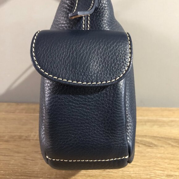 Dooney & Bourke Pebbled Grain Leather Portofino Hobo Navy Shoulder Bag - Picture 10 of 16